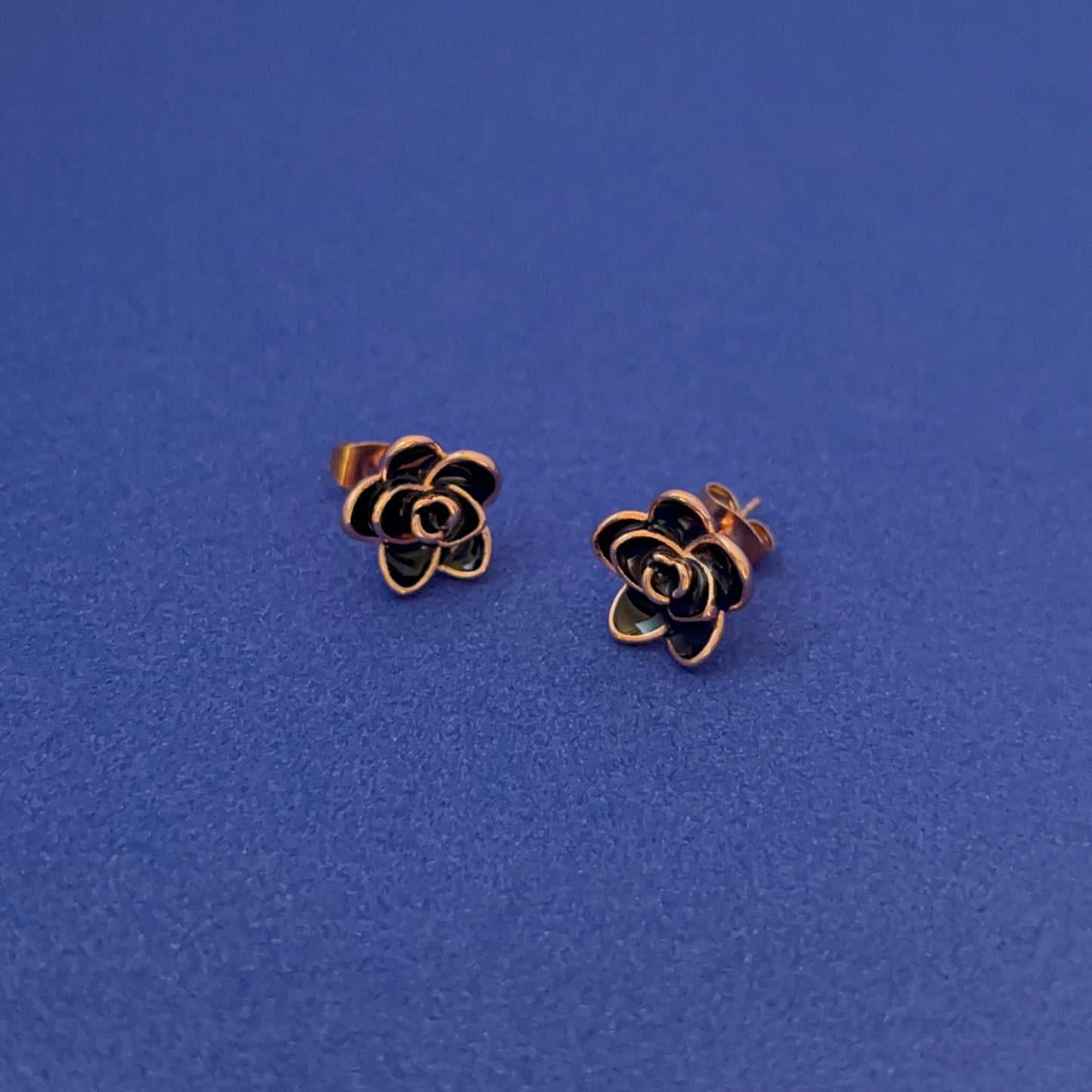 14K Rose Gold Plated Flower Stud Earrings for Women