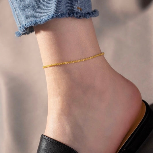 18K Gold Plated Adjustable Minimalist Anklet for Women