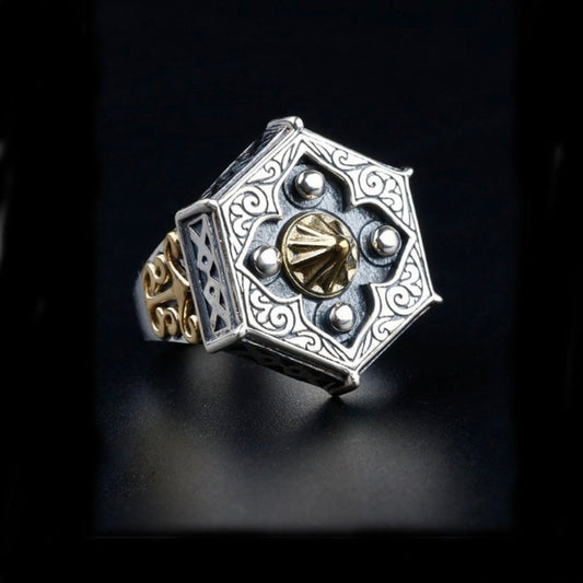 925 Silver Plated Adjustable Open Ring for Men Women,Punk Hip Hop Ring