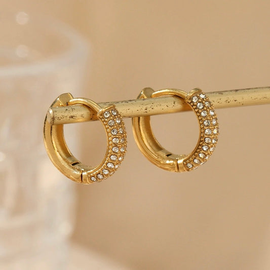 CZ Cubic Zirconia Gold Hoop Earrings for Women