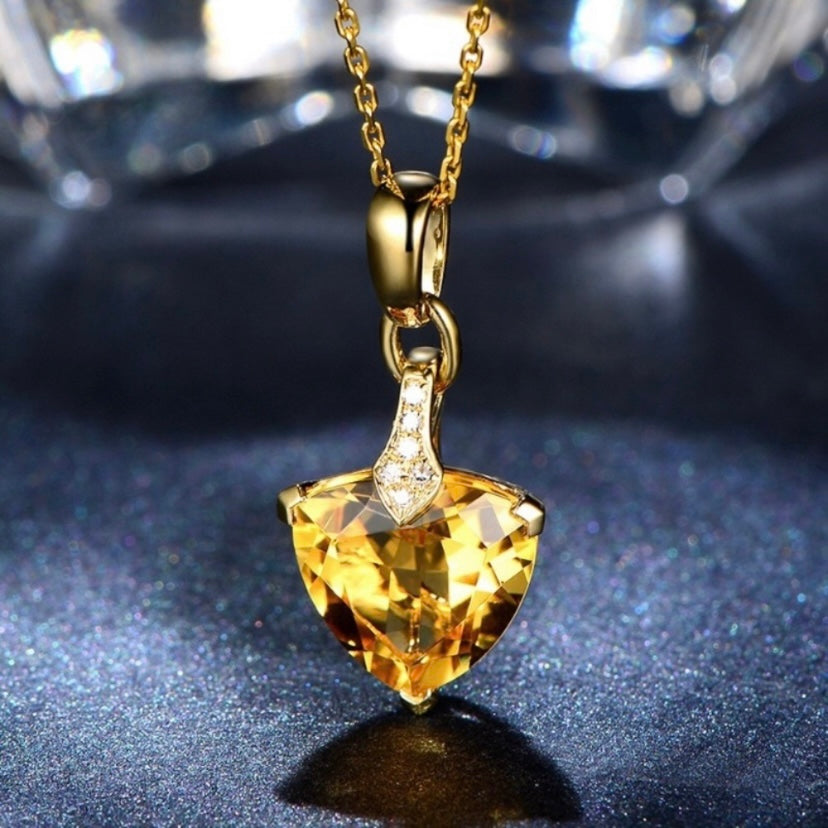 18K Gold Plated Citrine Heart Pendant Necklace for Women