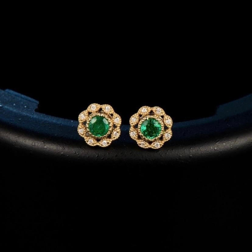 Green Crystal Stud Earrings for Women