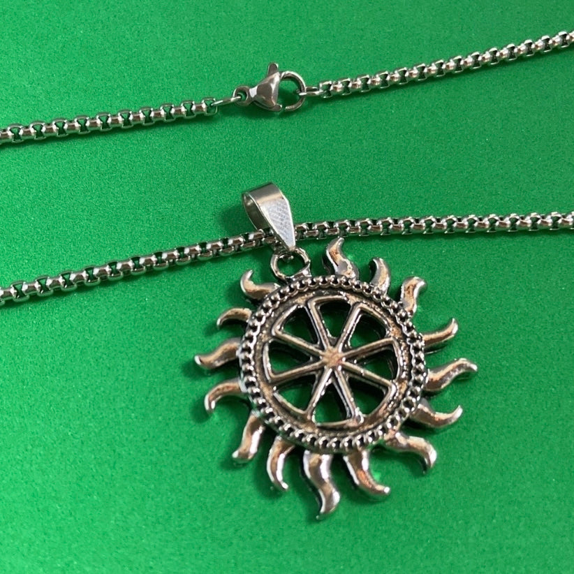 Titanium Steel Sun Pendant Necklace for Men Women