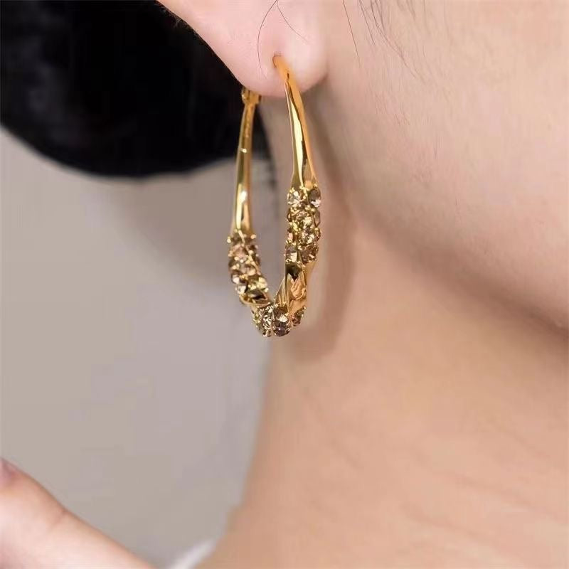 Twisted Gold Hoop Earrings for Women Elegant Classic Design Jewelry