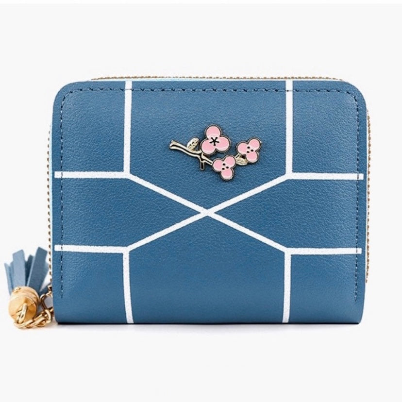 Short Wallet for Women,Fashion Flower Zipper Wallet for Girls,Credit Card Holder Coin Purse