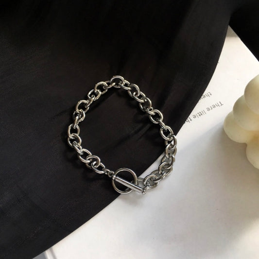 Titanium Steel Link Chain Bracelet for Men Women,Punk Hip Hop Bracelet
