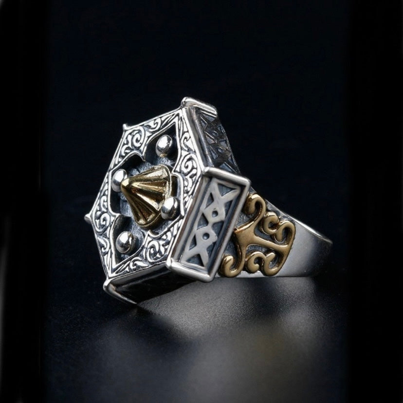 925 Silver Plated Adjustable Open Ring for Men Women,Punk Hip Hop Ring