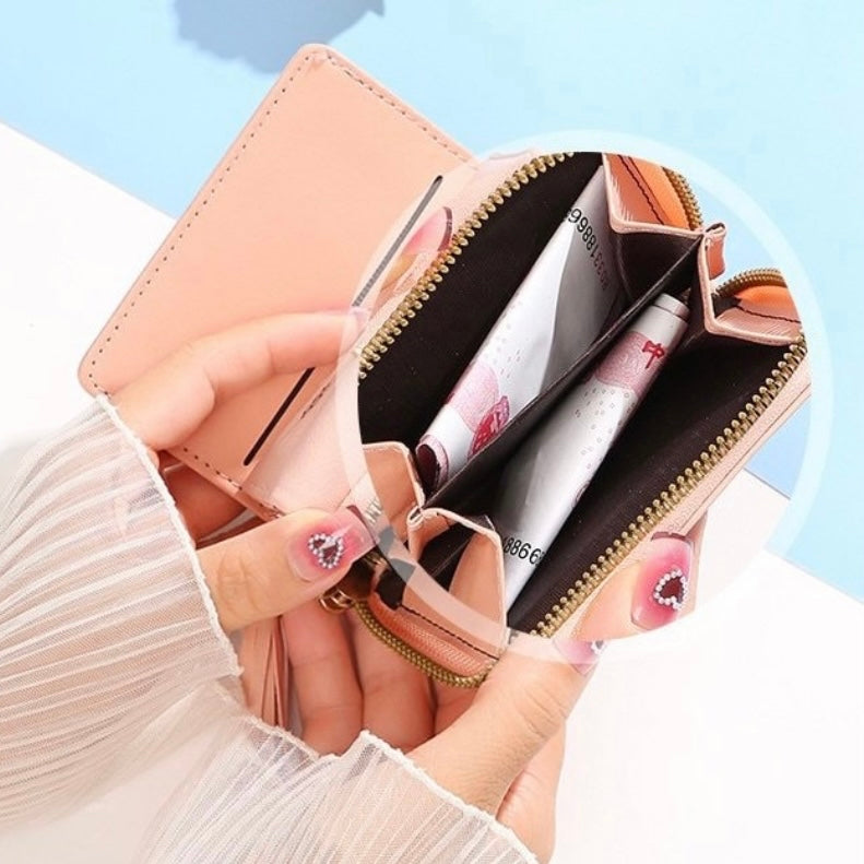 Short Wallet for Women,Snap Closure Trifold Wallet,Credit Card Holder with ID Window