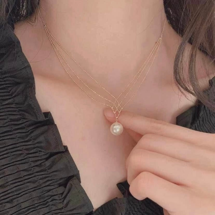 18K Gold Plated White Pearl Pendant Necklace for Women