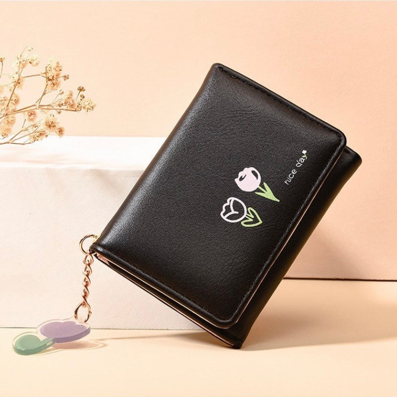 Wallet for Women Girls,Trifold Snap Closure Short Wallet,Credit Card Holder with ID Window