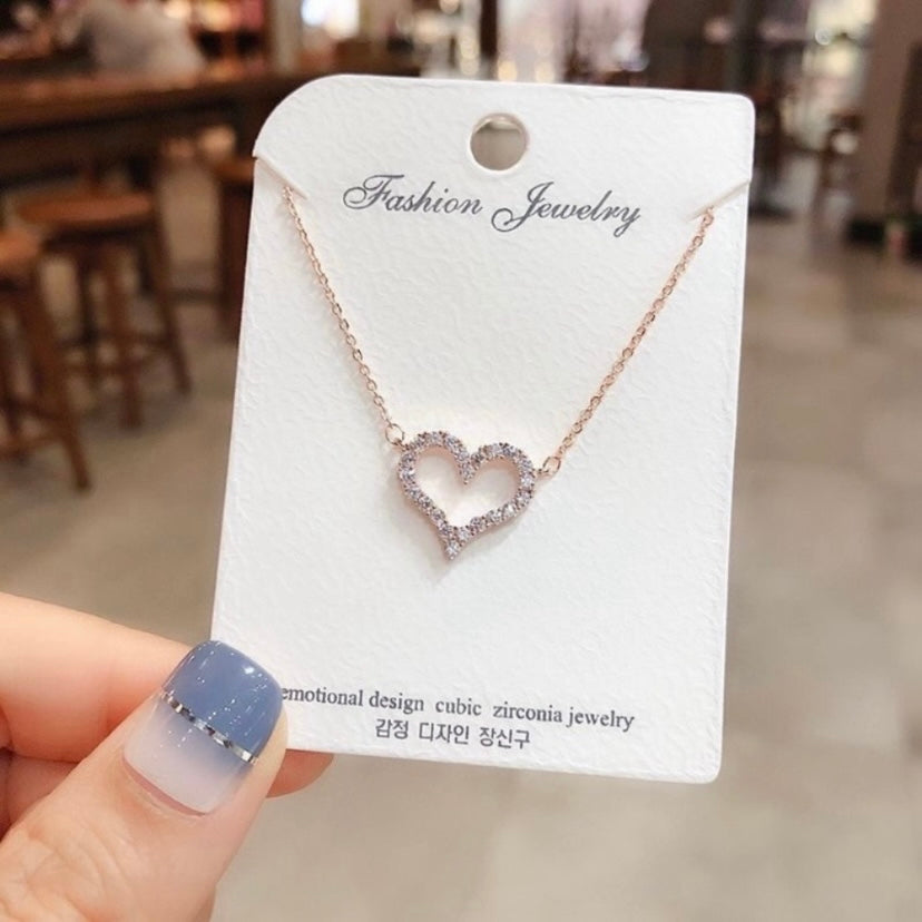 14K Rose Gold Plated Love Heart Pendant Necklace for Women