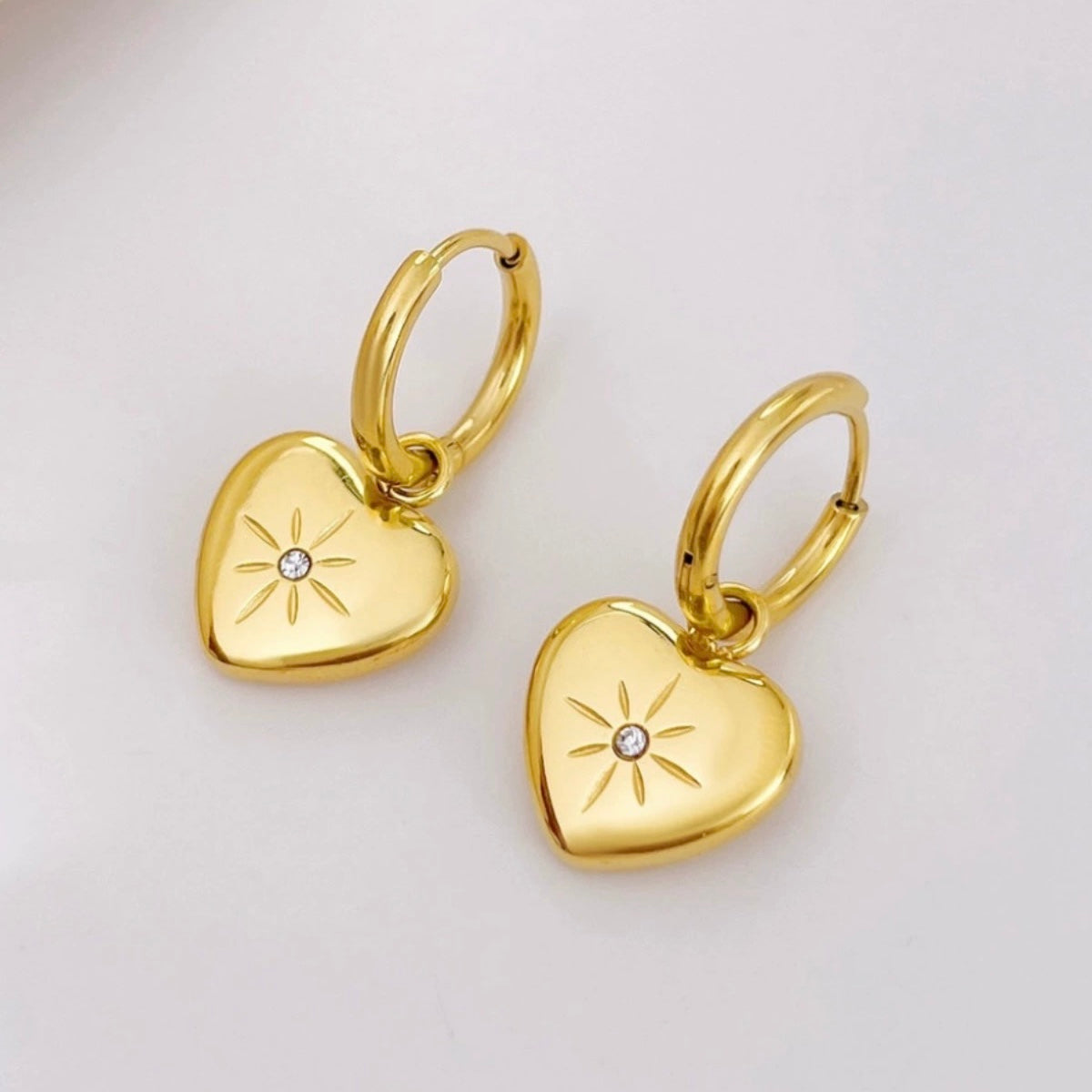 Love Heart Dangle Drop Earrings for Women 2 in 1 Design Fashion Elegant Style