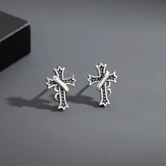 Fashion Cool Cross Stud Earrings for Men Women