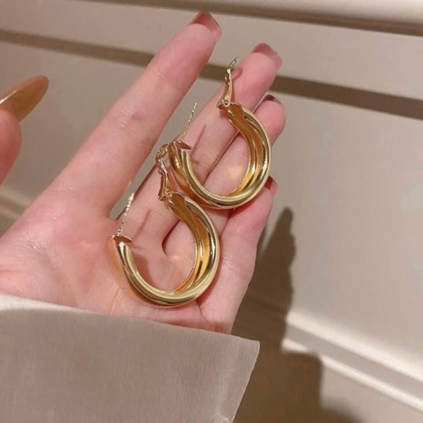 18K Gold Plated Chunky Hoop Earrings for Women