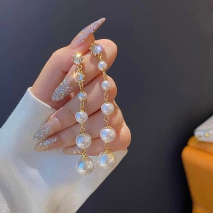 Elegant White Pearl Drop Dangle Earrings for Women