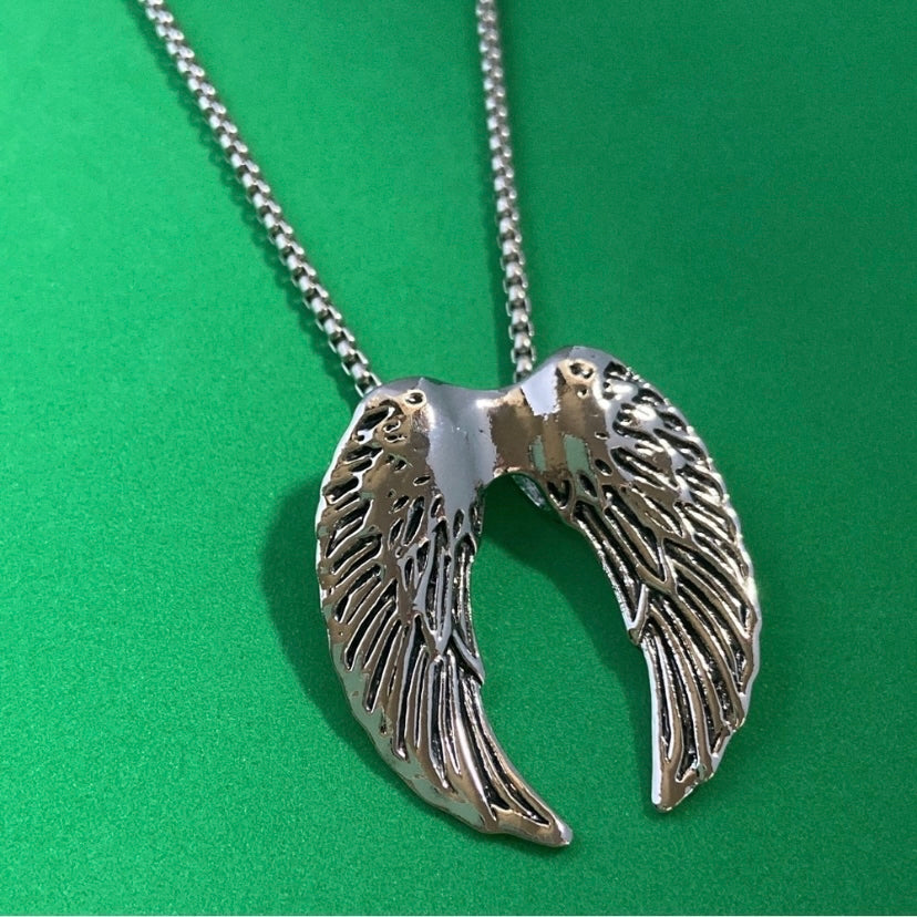 Titanium Steel Angel Wings Pendant Necklace for Men Women