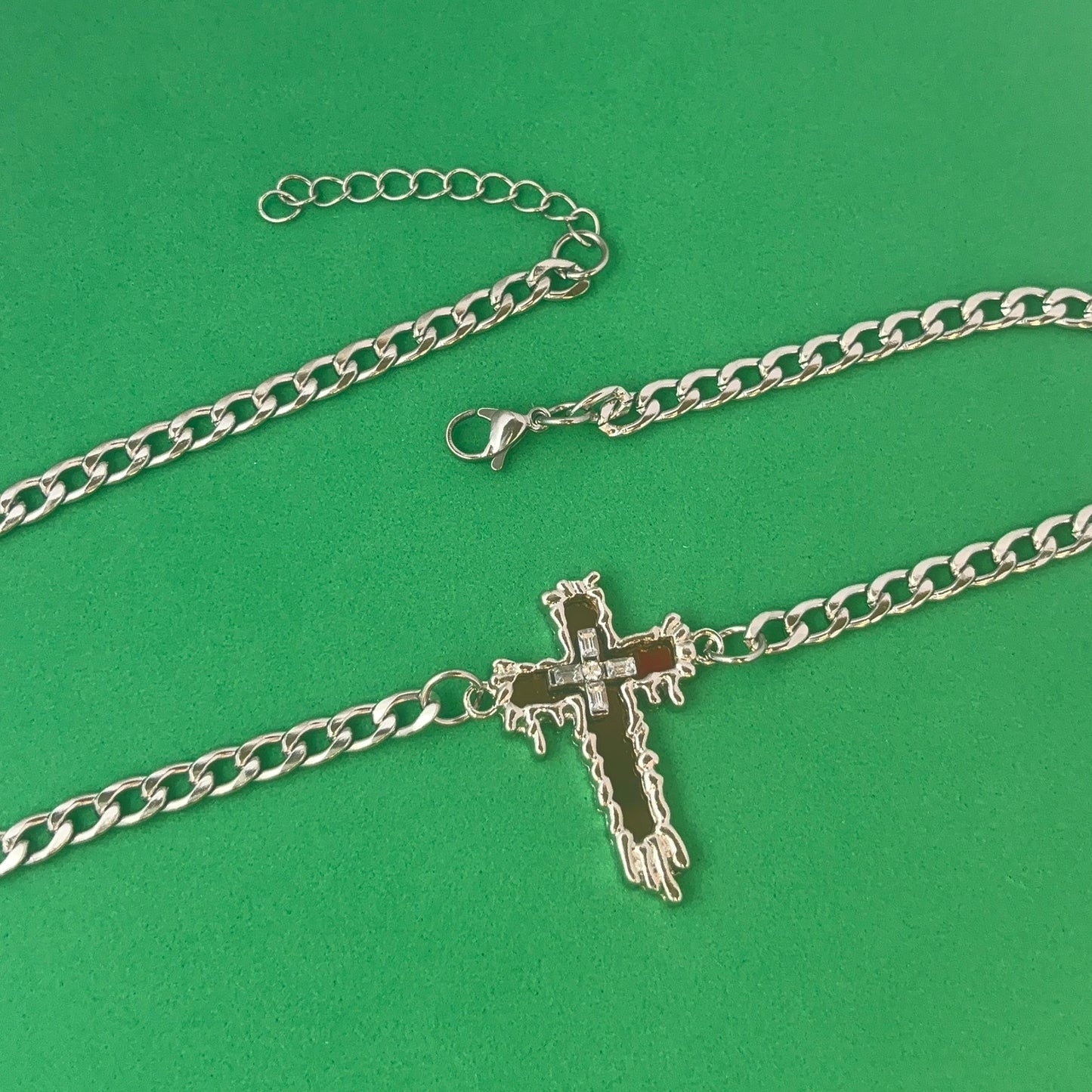 Titanium Steel Link Chain Cross Necklace for Men Women,Unisex Hip Hop Necklace