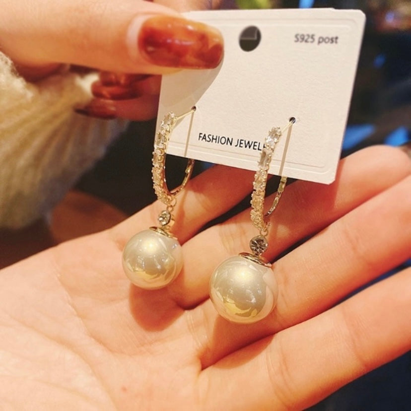 Elegant White Pearl Drop Dangle Earrings for Women