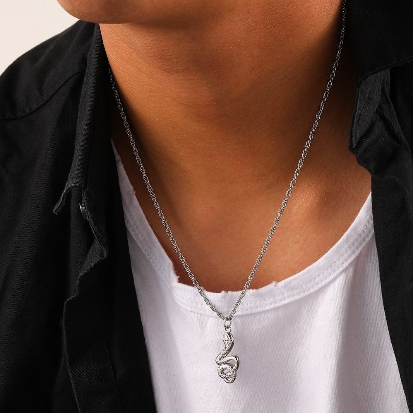 Titanium Steel Lightning Pendant Necklace for Men Women,Punk Hip Hop Necklace