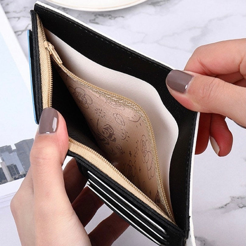 Wallet for Women,Trifold Snap Closure Short Wallet,Credit Card Holder with ID Window