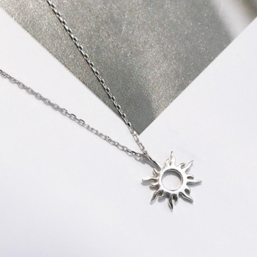 925 Silver Plated Sun Pendant Necklace for Women