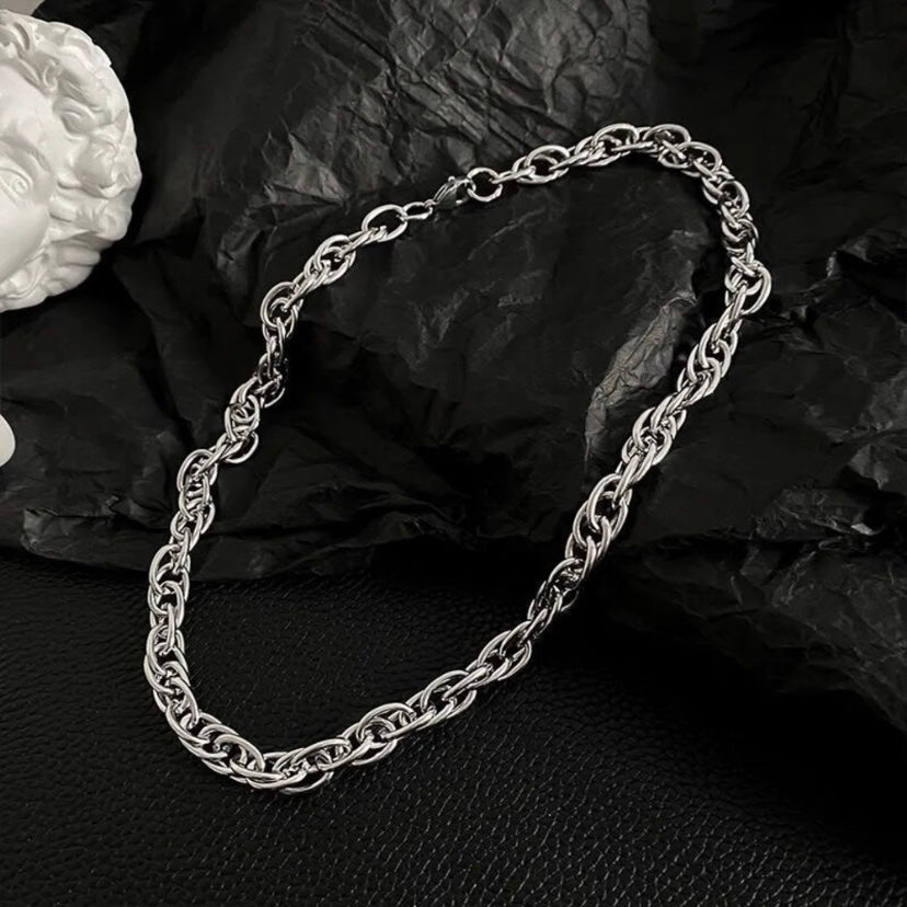 Titanium Steel Twist Link Chain Necklace for Men Women,Punk Hip Hop Necklace