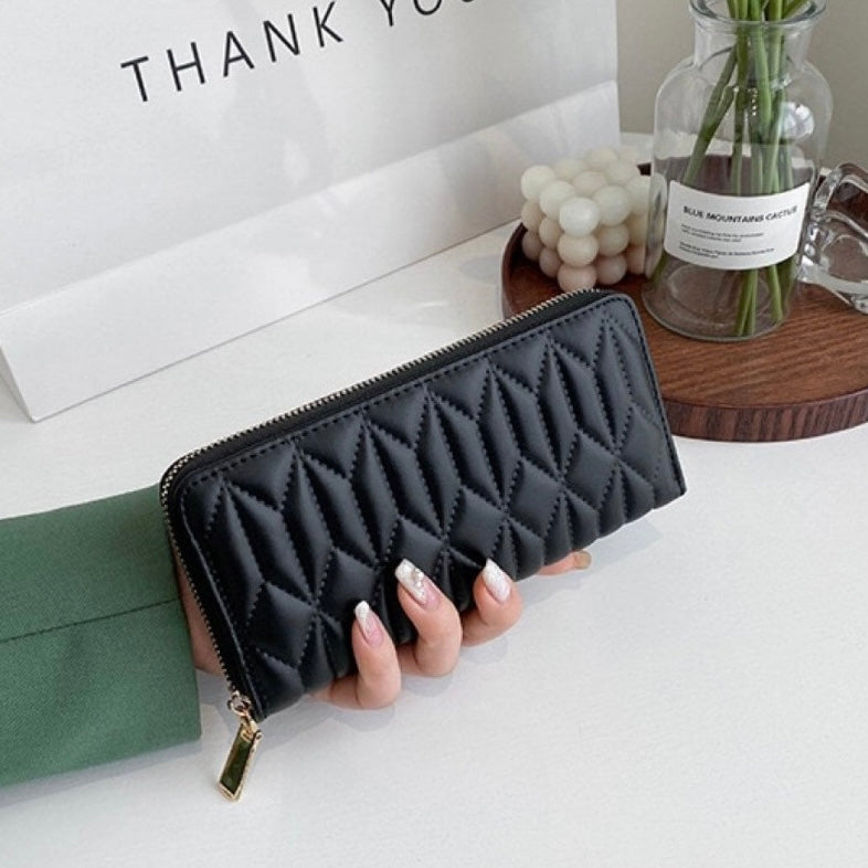 Wallet for Women,Fashion Leather Zipper Wallet,Large Capacity Long Wallet Credit Card Holder Clutch Wristlet