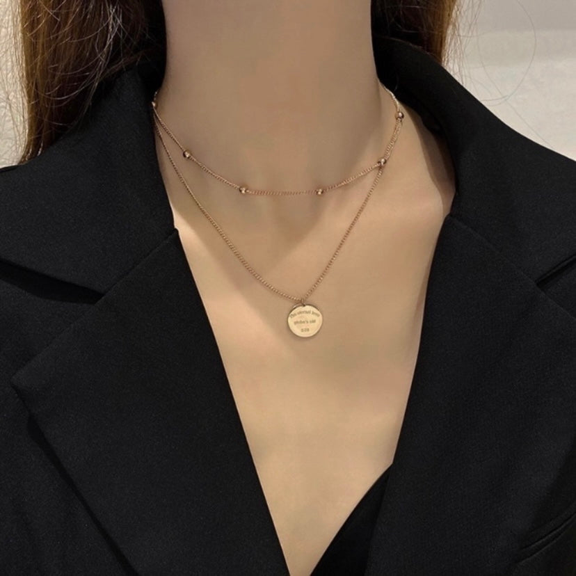 14K Rose Gold Plated Layered Pendant Necklace for Women