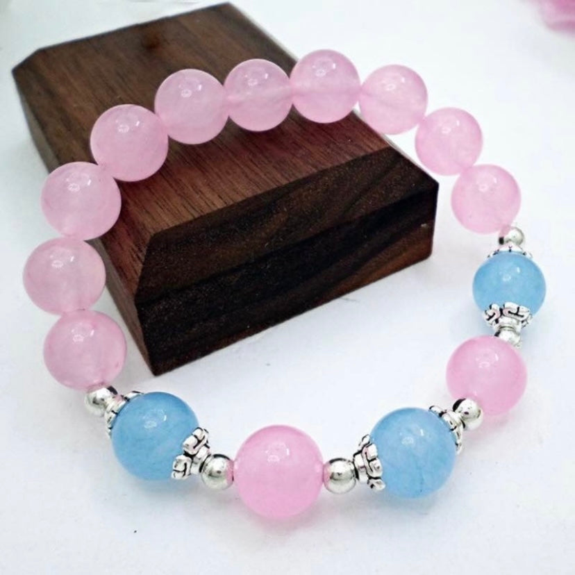 10mm Crystal Chalcedony Bead Stretch Bracelet for Women