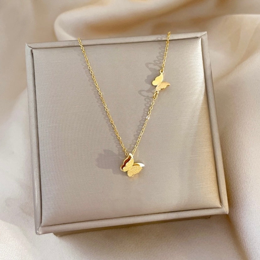 18K Gold Plated Butterfly Pendant Necklace for Women,Gold Butterfly Necklace