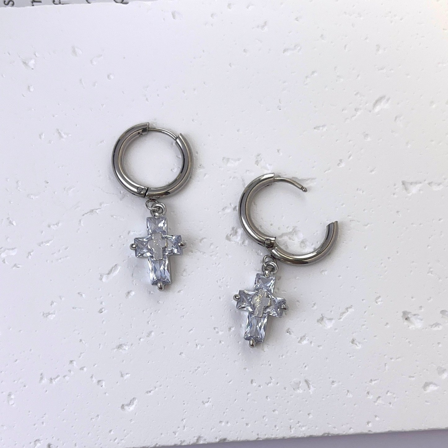 Titanium Steel Cross Dangle Drop Earrings for Men Women,Cross Earrings