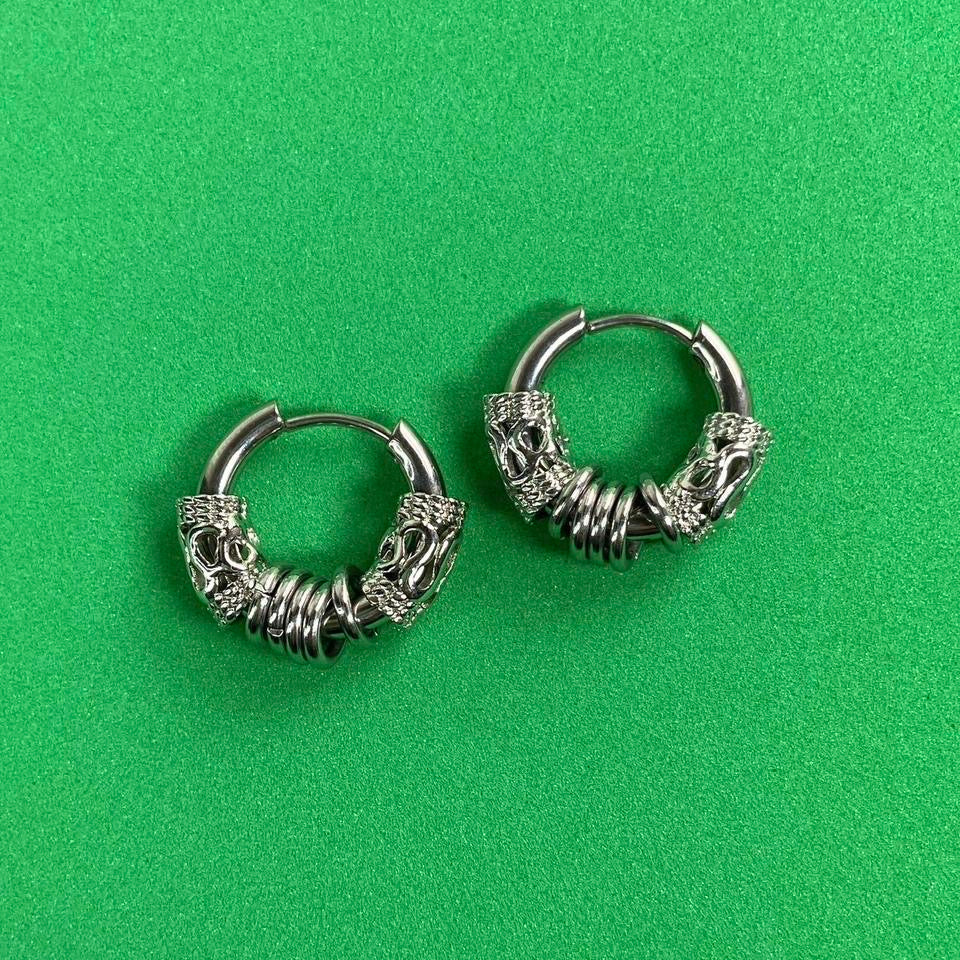 Titanium Steel Silver Hoop Earrings for Men Women