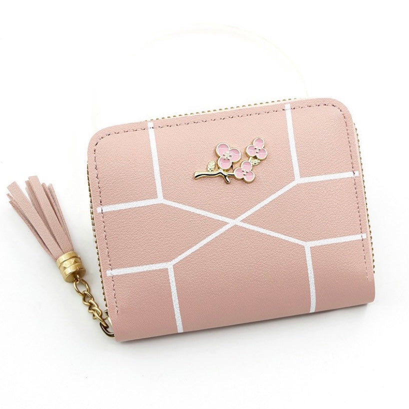 Short Wallet for Women,Fashion Flower Zipper Wallet for Girls,Credit Card Holder Coin Purse