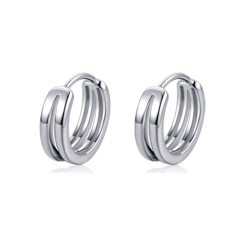 925 Silver Plated Silver Hoop Earrings for Men Women