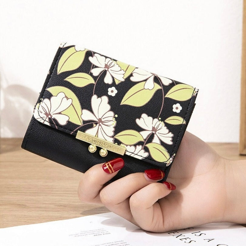 Short Wallet for Women,Trifold Snap Closure Wallet for Girls,Credit Card Holder with ID Window