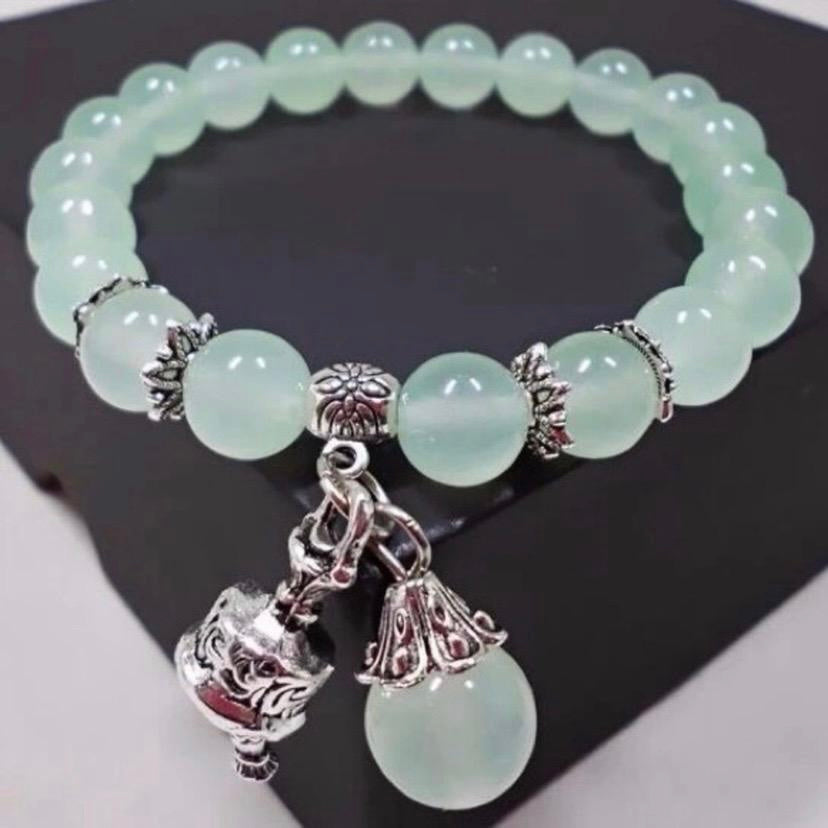 Blue Crystal Beaded Stretch Charm Bracelet for Women
