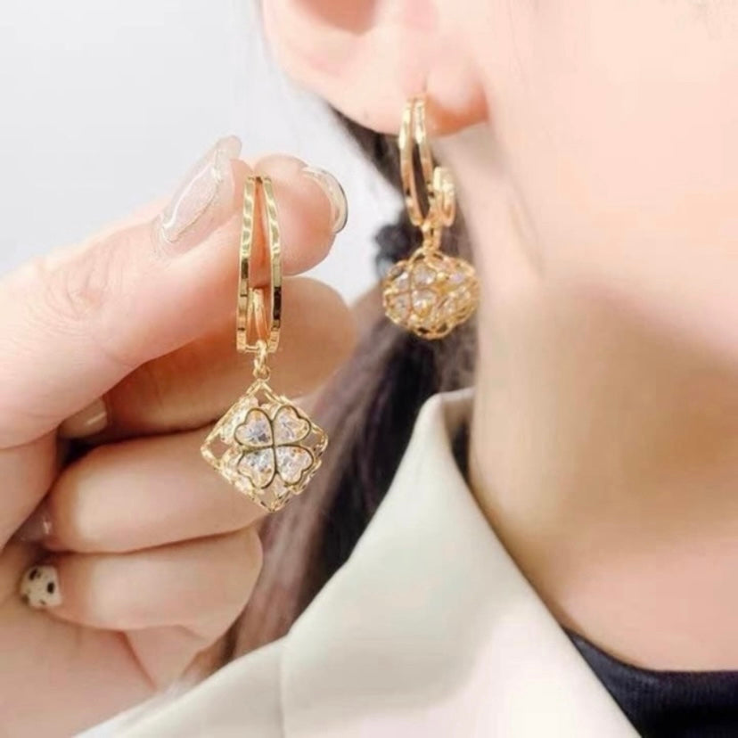 Crystal Flower Drop Dangle Earrings for Women
