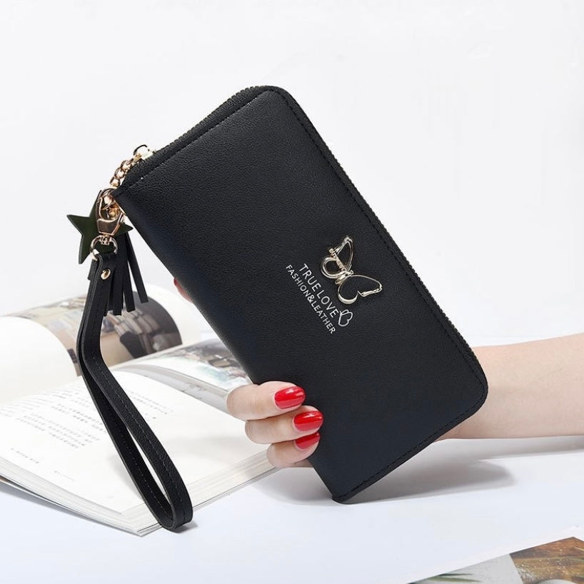 Wallet for Women,Fashion Leather Zipper Wallet,Large Capacity Long Wallet Credit Card Holder Coin Purse Clutch Wristlet
