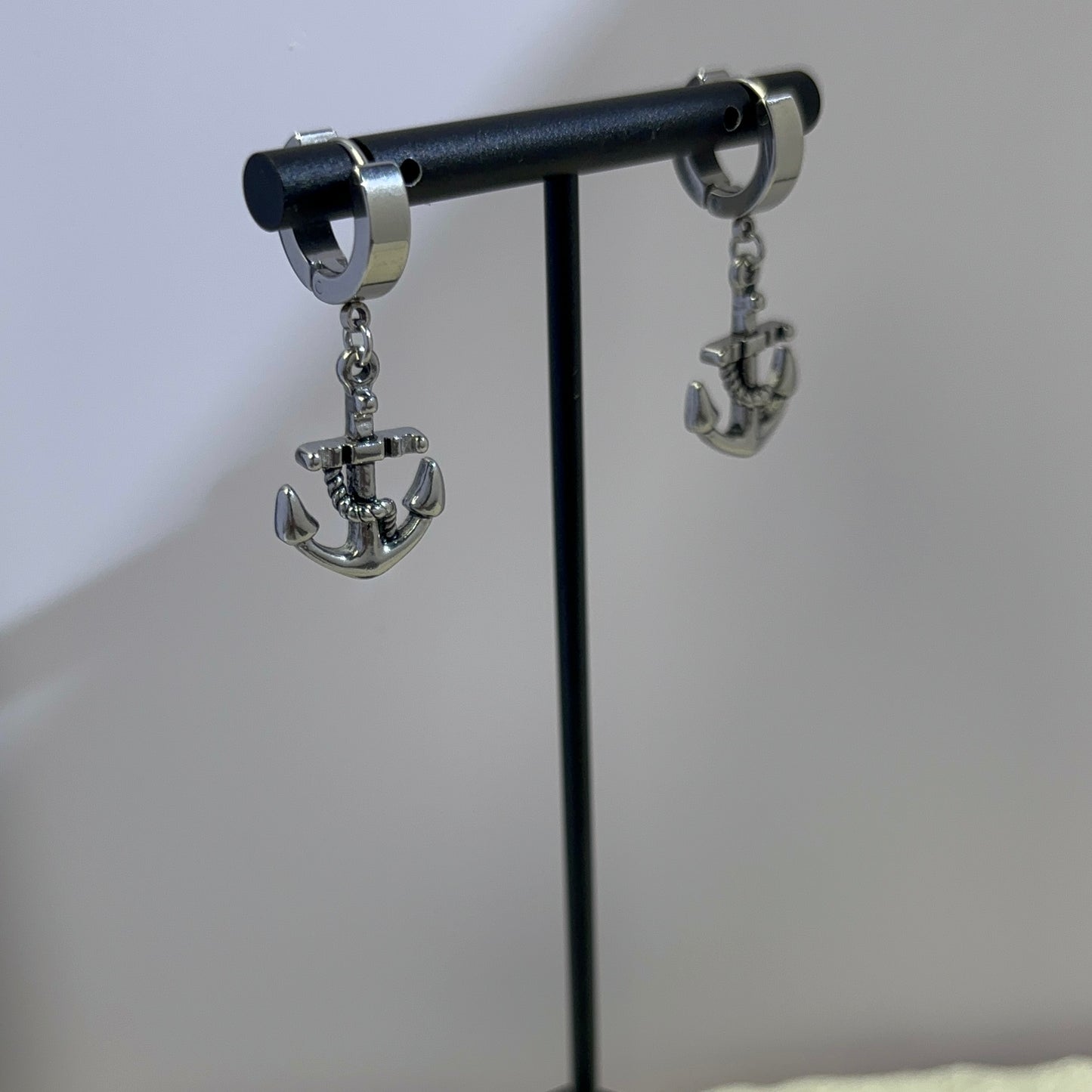 Titanium Steel Anchor Dangle Drop Earrings for Men Women,Punk Hip Hop Earrings