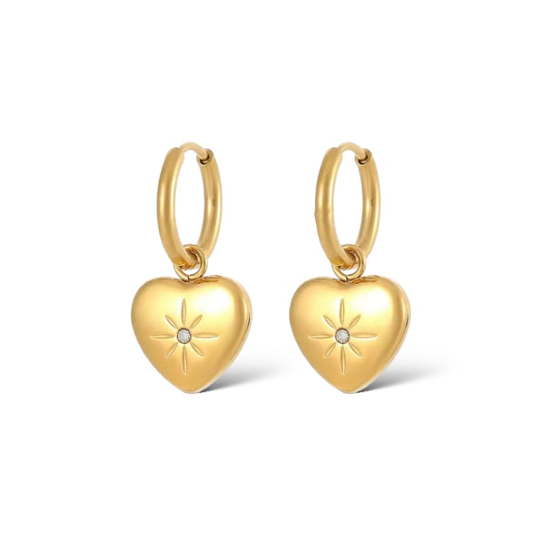 Love Heart Dangle Drop Earrings for Women 2 in 1 Design Fashion Elegant Style