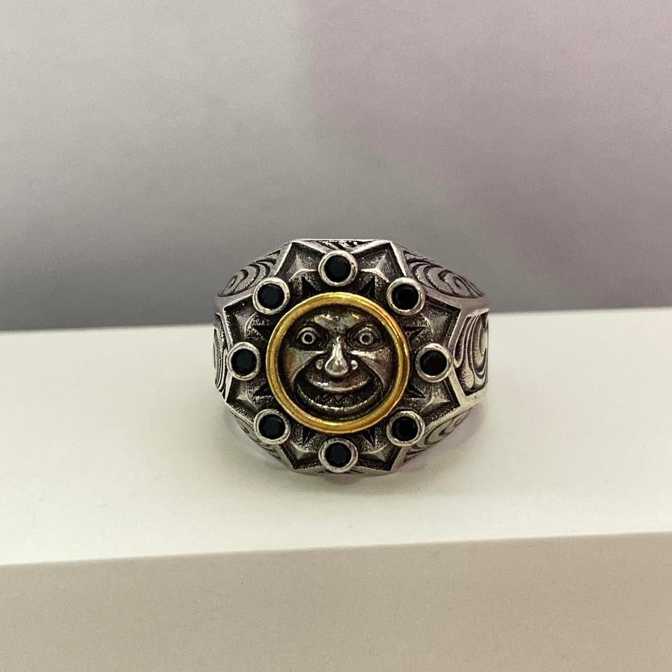 925 Silver Plated Adjustable Devil Clown Ring for Men Women,Punk Hip Hop Ring
