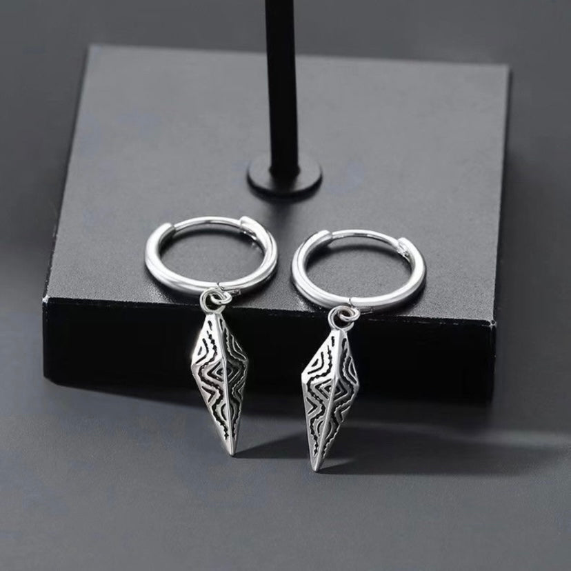 925 Silver Plated Dangle Drop Earrings for Men Women