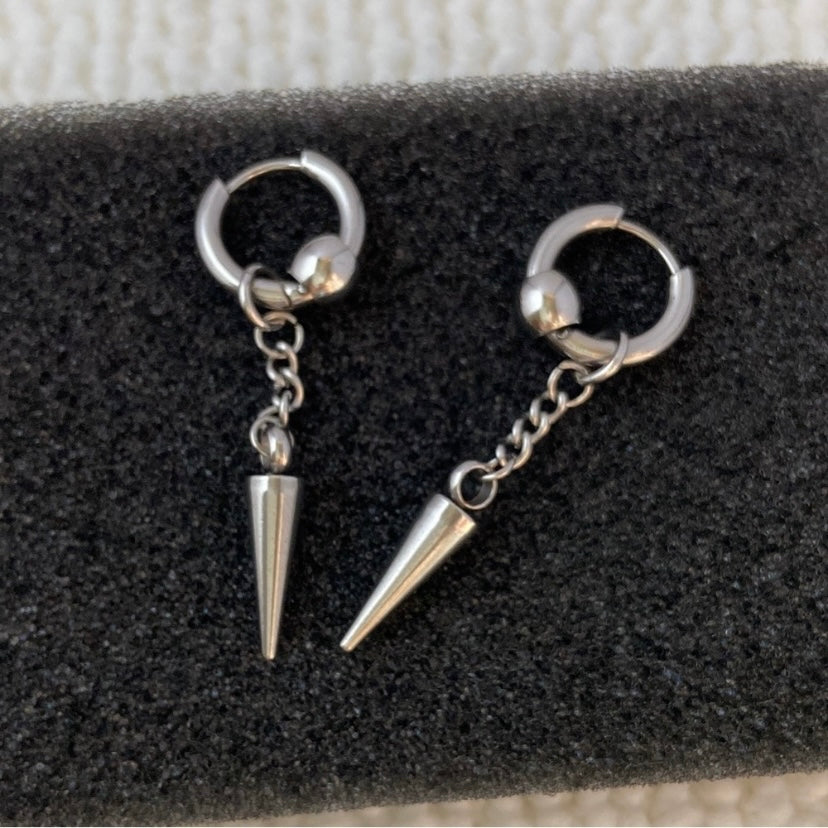 Stainless Steel Geometry Triangle Cone Dangle Drop Earrings for Men Women