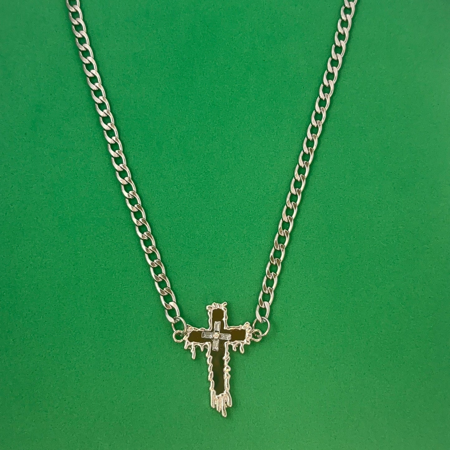 Titanium Steel Link Chain Cross Necklace for Men Women,Unisex Hip Hop Necklace