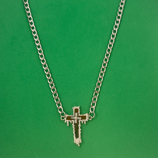 Titanium Steel Link Chain Cross Necklace for Men Women,Unisex Hip Hop Necklace