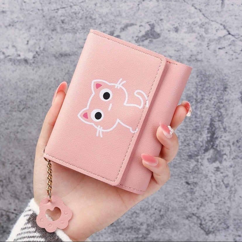 Wallet for Women,Cute Wallet,Trifold Snap Closure Short Wallet for Girls,Credit Card Holder with ID Window