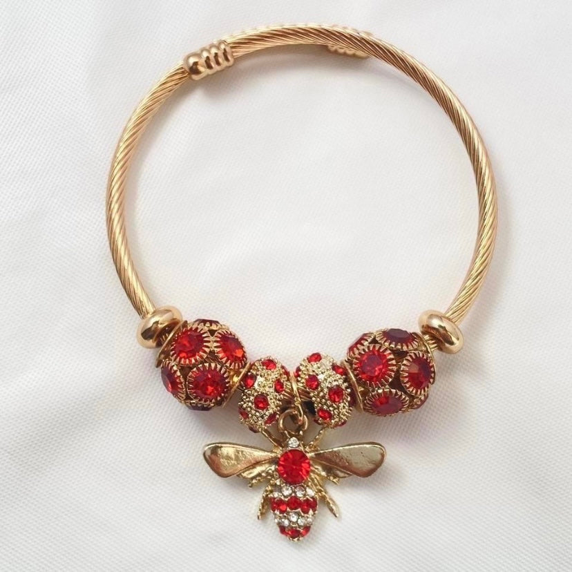 18K Gold Plated Bee Charm Bracelet for Women