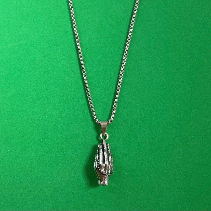 Titanium Steel Praying Hands Pendant Necklace for Men Women