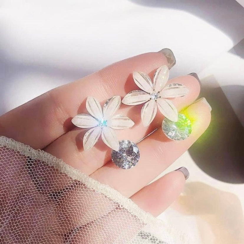 Crystal Flower Stud Earrings for Women