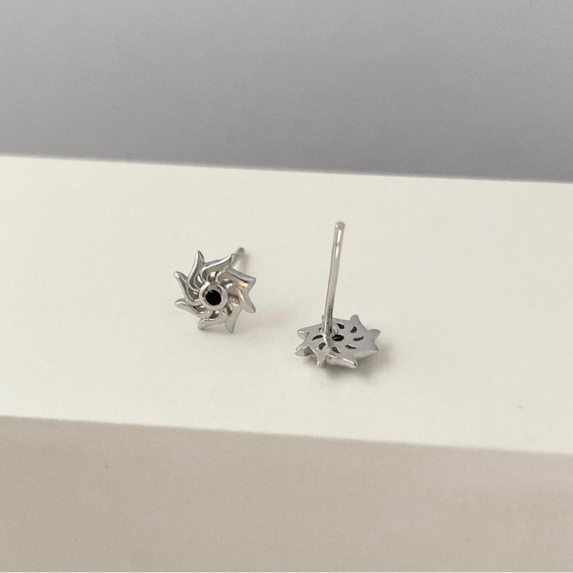 925 Silver Plated Sun Stud Earrings for Men Women